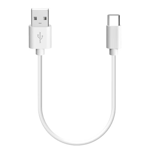 GEEKRIA Type C Câble de Recharge, Compatible avec Google Pixel Buds 2, SAMSUNG Galaxy Buds, Gear IconX, Jabra Elite 75t / USB-A to USB-C Chargeur Cordon de Charge de Remplacement(Blanc 1 ft)