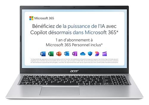 Acer Aspire 1 A115-32-C3AK Ordinateur Portable 15,6'' Full HD, PC Portable (Intel Celeron N4500, RAM 4 Go, 128 Go eMMC, Intel UHD Graphics, Windows 11 ) - Clavier AZERTY (Français), Laptop Gris