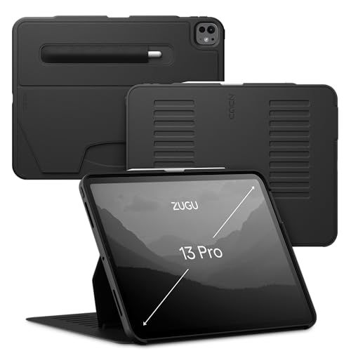 ZUGU Coque pour iPad Pro 13 (M4 / M5) 2024/2025 Case Ultra-Fin Charge sans Fil de Pencil, Support Magnétique avec 10 Angles Réglable [ Noir ]