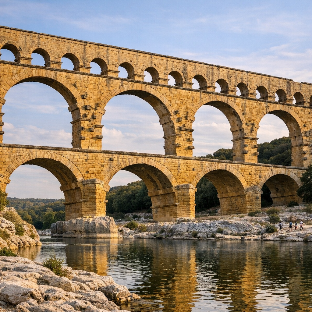 L’architecture du Pont du Gard&nbsp;: trois niveaux, pierre blonde et prouesse romaine