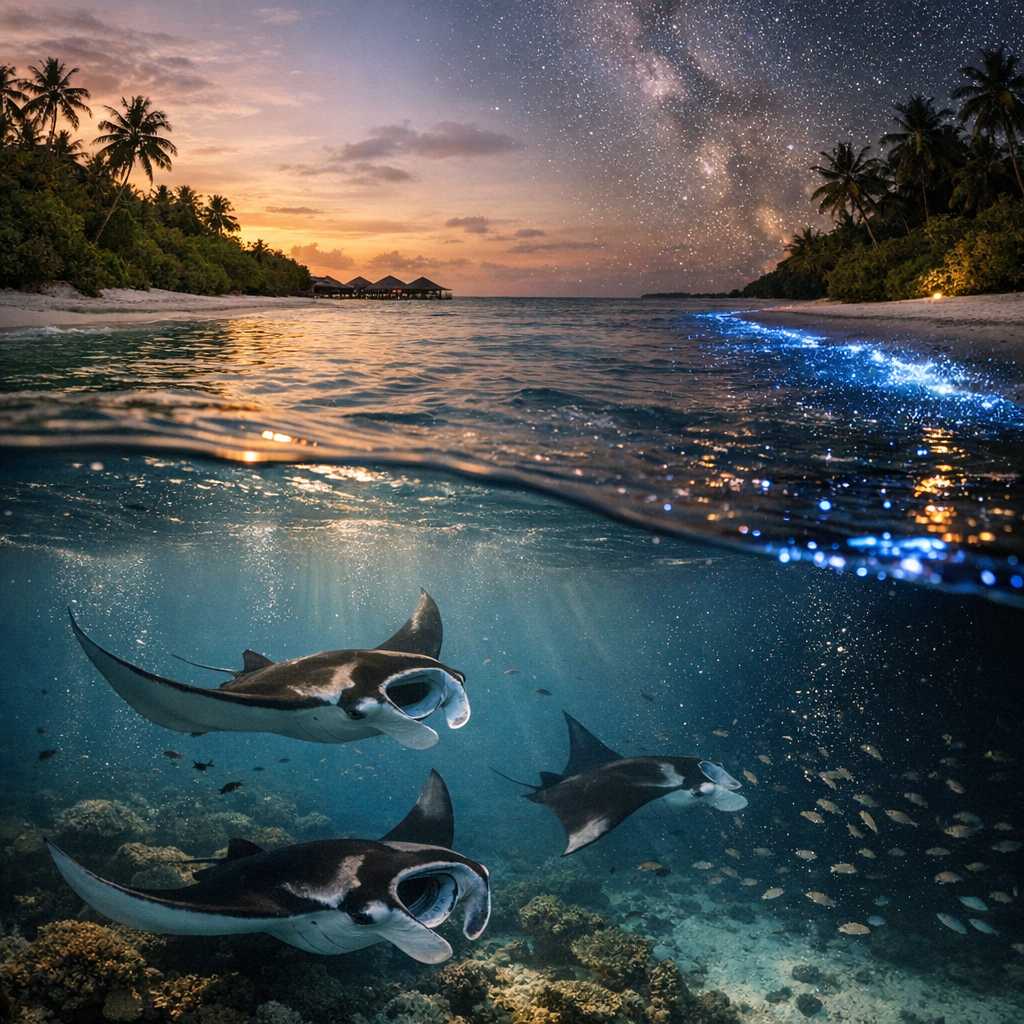 3. Baa, Mudhdhoo et Hanifaru : nature, raies manta et bioluminescence